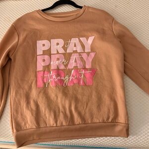 SHEIN Tan Sweatshirt with Pink Graphic